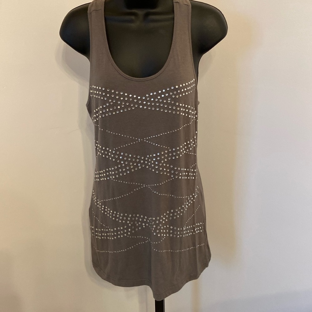 Max Rave Women’s Gray Diamond Studded Tank Top Size Medium